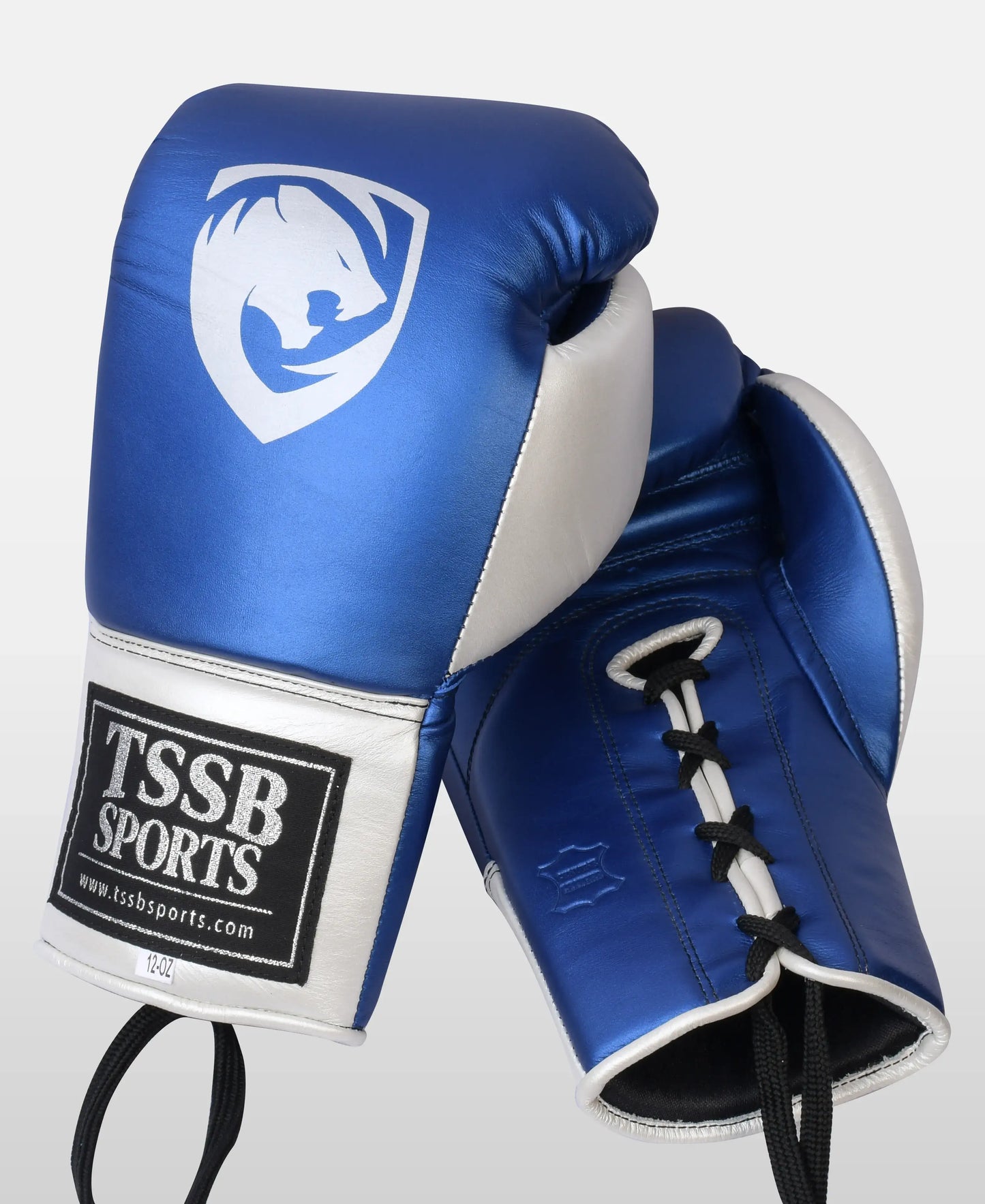 Genuine Blue Pearl Leather Fight Gloves – Metallic Texture Edition