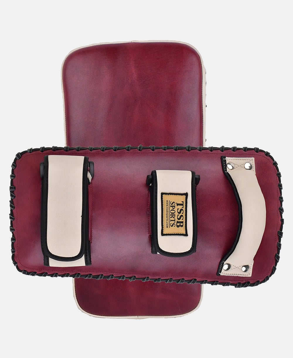 Durable Burgundy Cream Kickboxing Pads with Multi Layer Shock Absorption