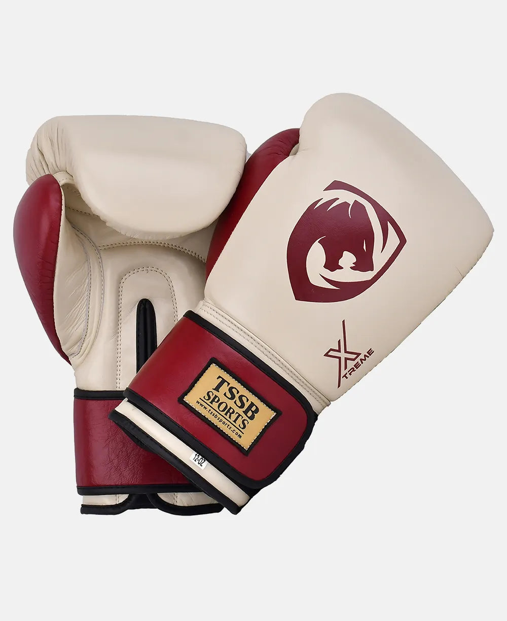 Grab Genuine Leather Cream Boxing Gloves – Durable Training Gloves