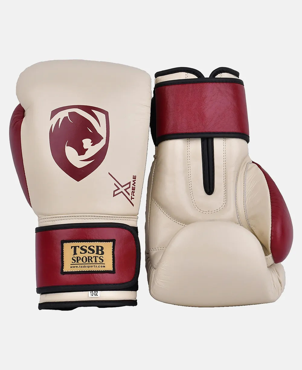 Grab Genuine Leather Cream Boxing Gloves – Durable Training Gloves