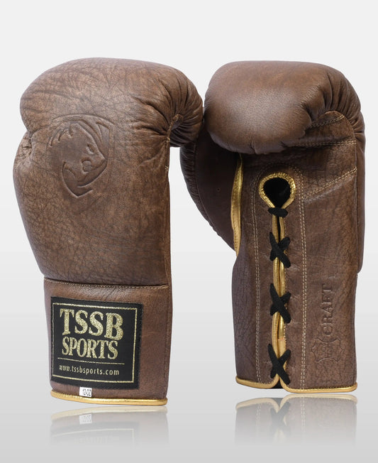 Walnut Brown Leather Lace-Up Boxing Gloves – Premium Fight Gear
