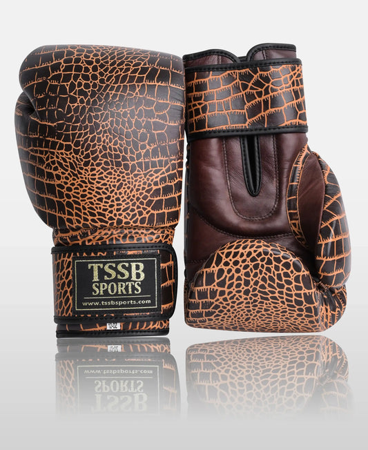 Genuine Leather Crocodile Skin Professional Boxing Gloves