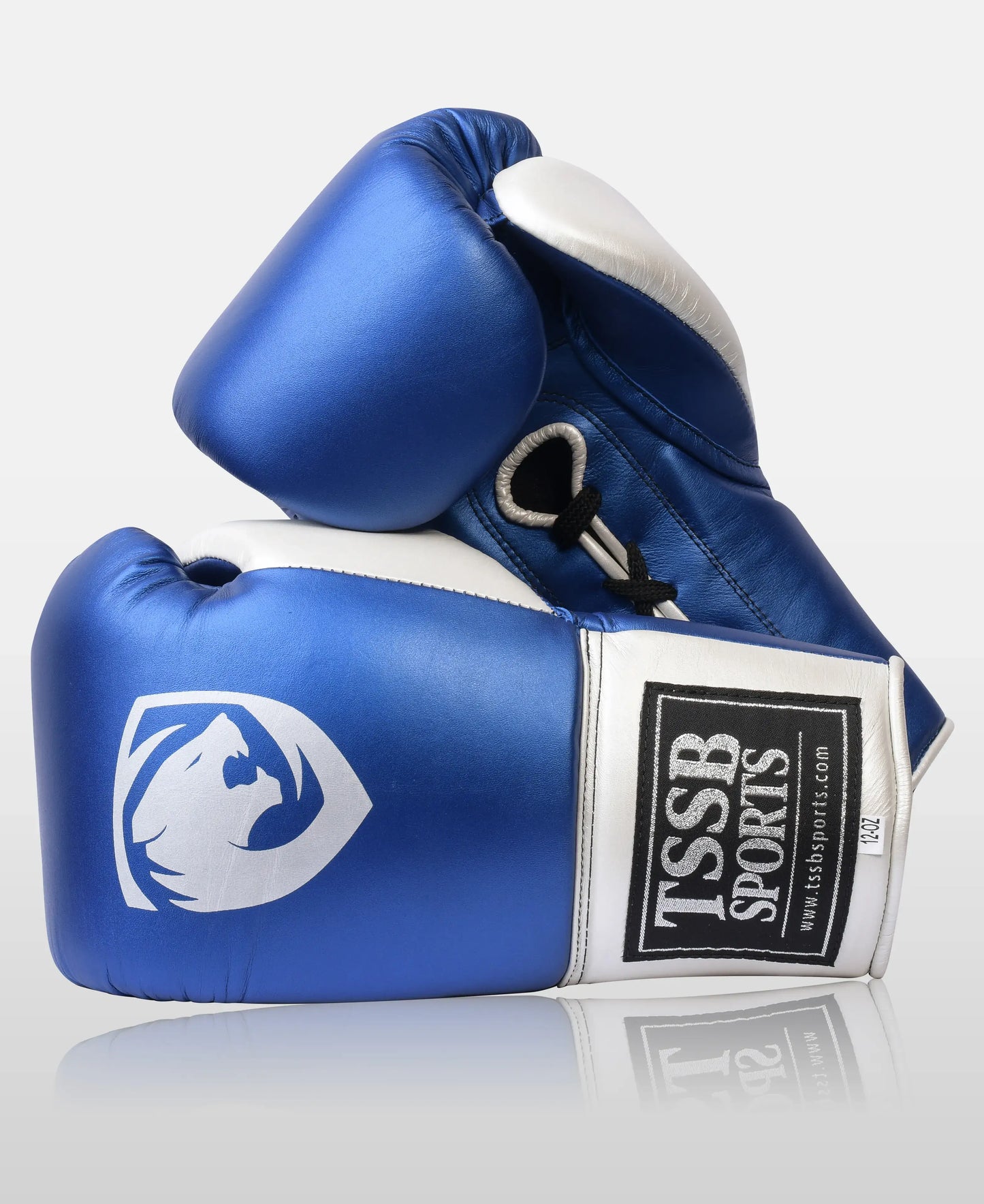 Genuine Blue Pearl Leather Fight Gloves – Metallic Texture Edition