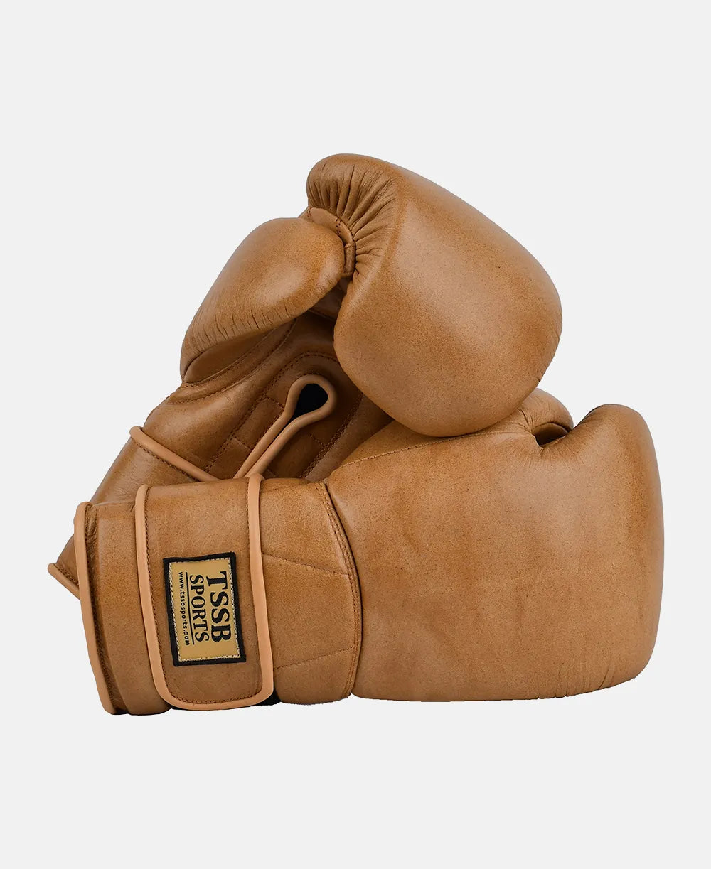 Classic Tan Brown Full Leather Fight Gloves – 100% Real Cowhide