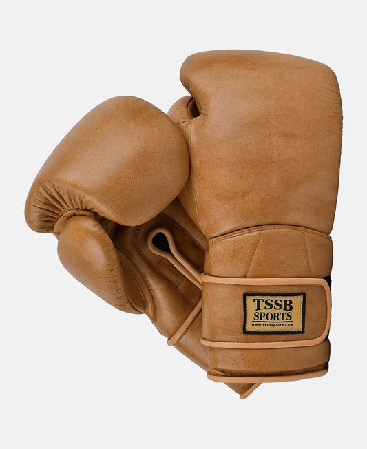 Classic Tan Brown Full Leather Fight Gloves – 100% Real Cowhide