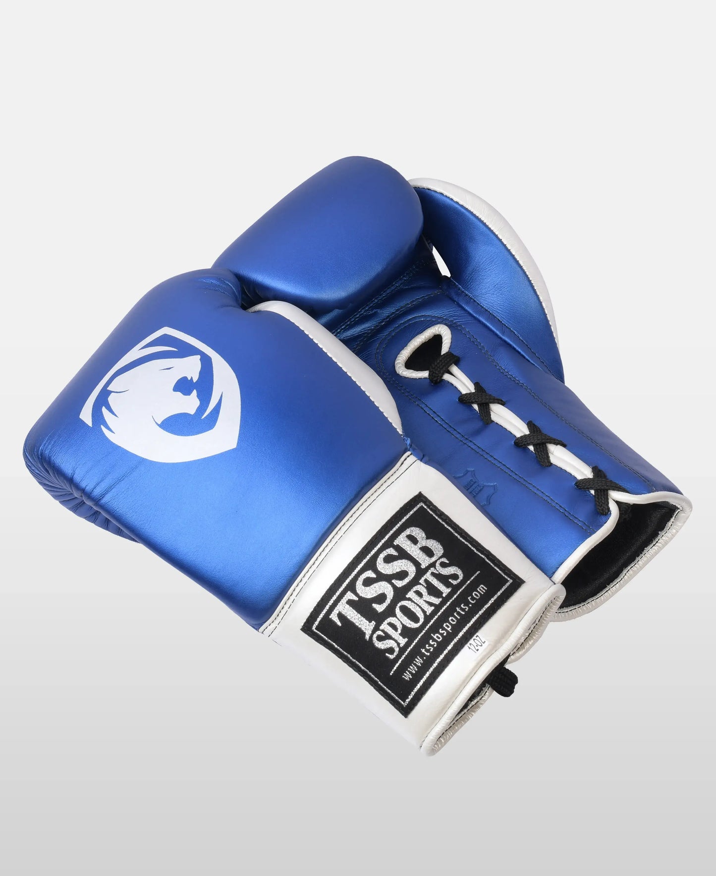 Genuine Blue Pearl Leather Fight Gloves – Metallic Texture Edition