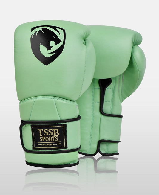 Sparring Gloves in Light-Moss Green – Sleek Leather Boxing Gloves