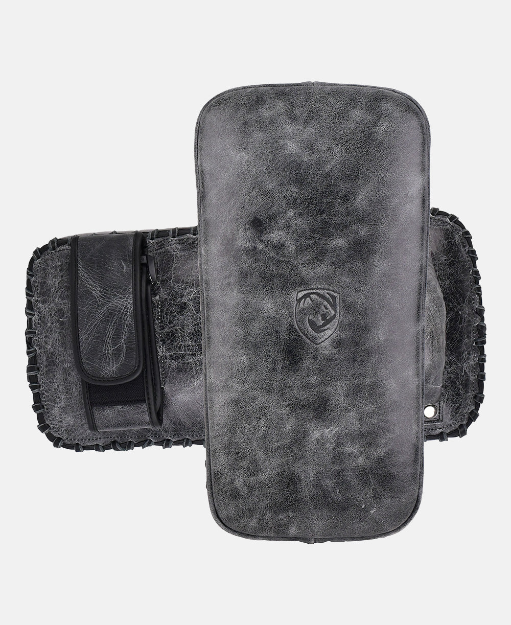Crunch Black Impact Resistant Leather Kick Pads for Intense Training Sessions