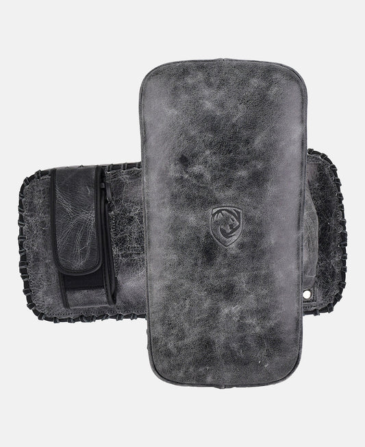 Crunch Black Impact Resistant Leather Kick Pads for Intense Training Sessions