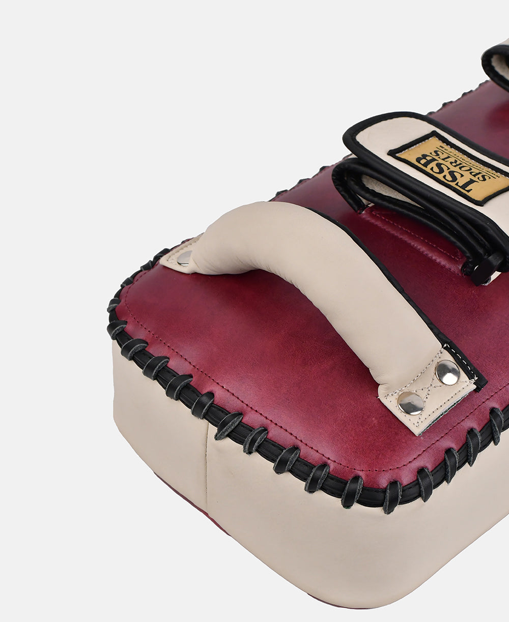 Durable Burgundy Cream Kickboxing Pads with Multi Layer Shock Absorption