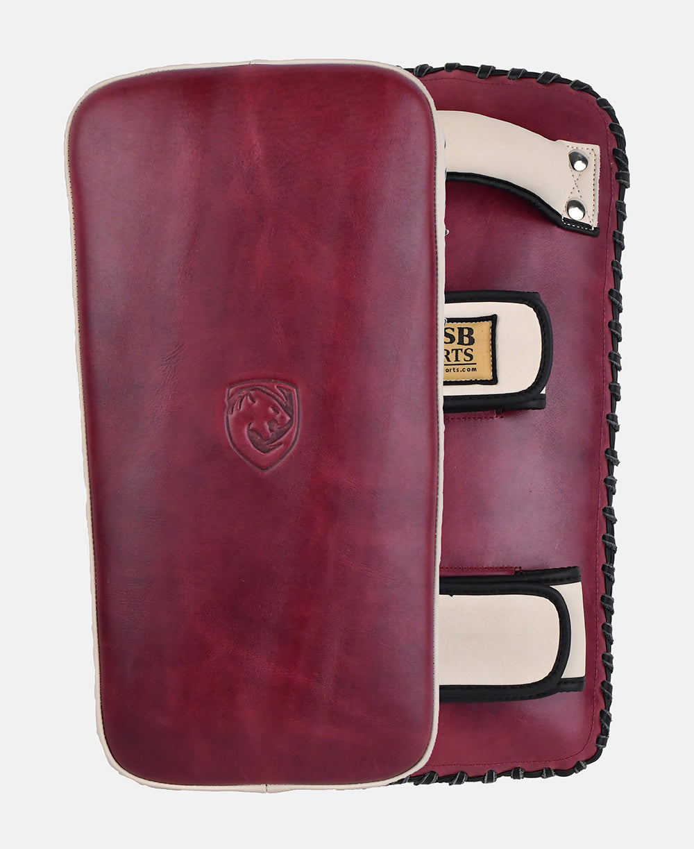 Durable Burgundy Cream Kickboxing Pads with Multi Layer Shock Absorption