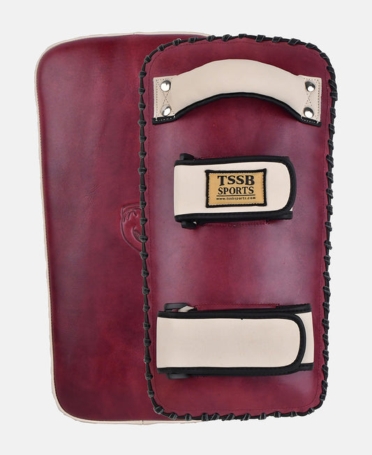 Durable Burgundy Cream Kickboxing Pads with Multi Layer Shock Absorption