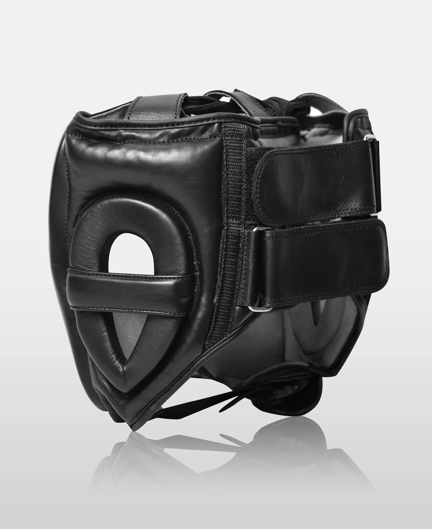 Elite Black Leather Kickboxing Headgear – Durable Protection