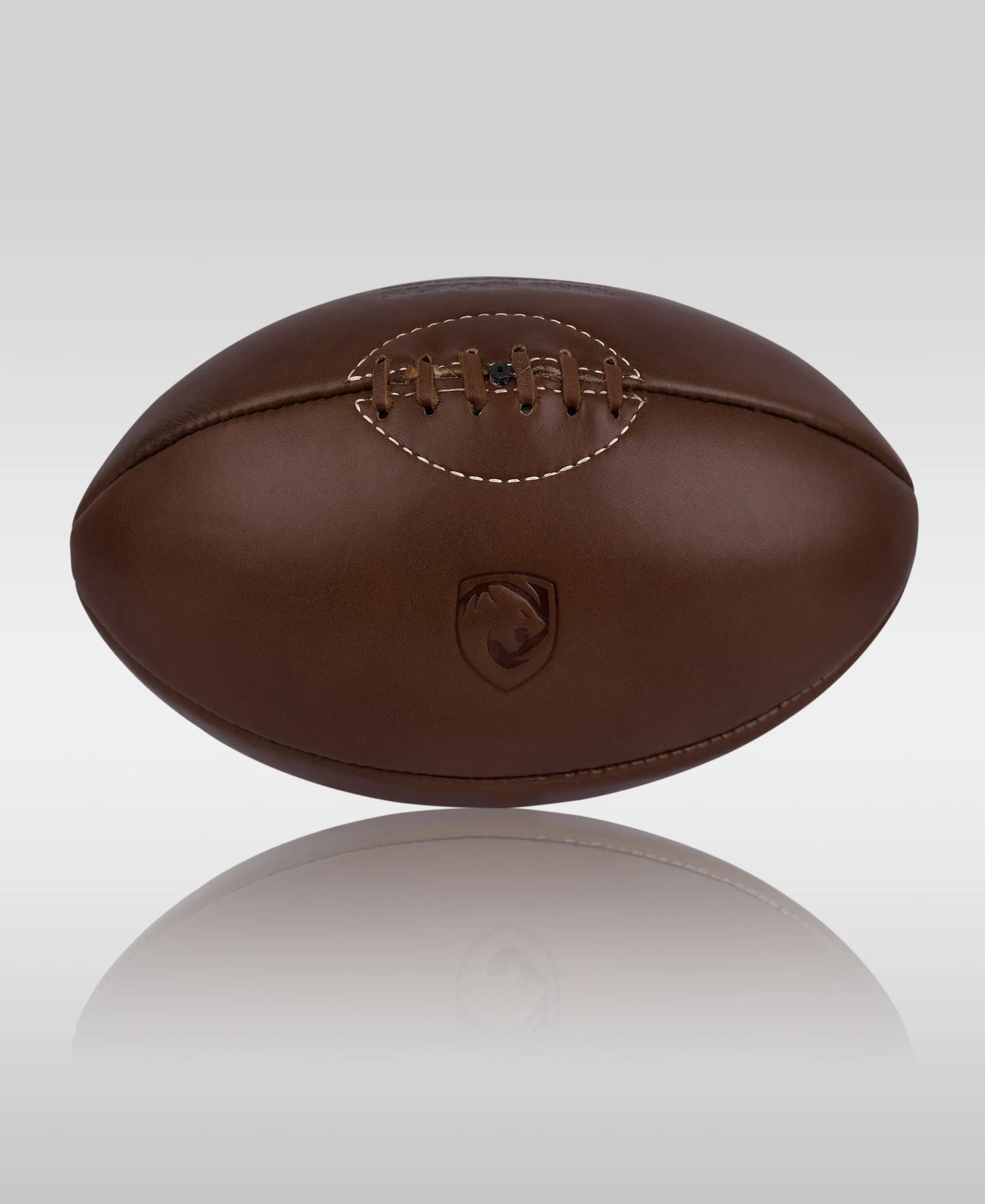 Premium Vintage Leather Rugby Ball – Natural Brown, Classic 4-Panel Build