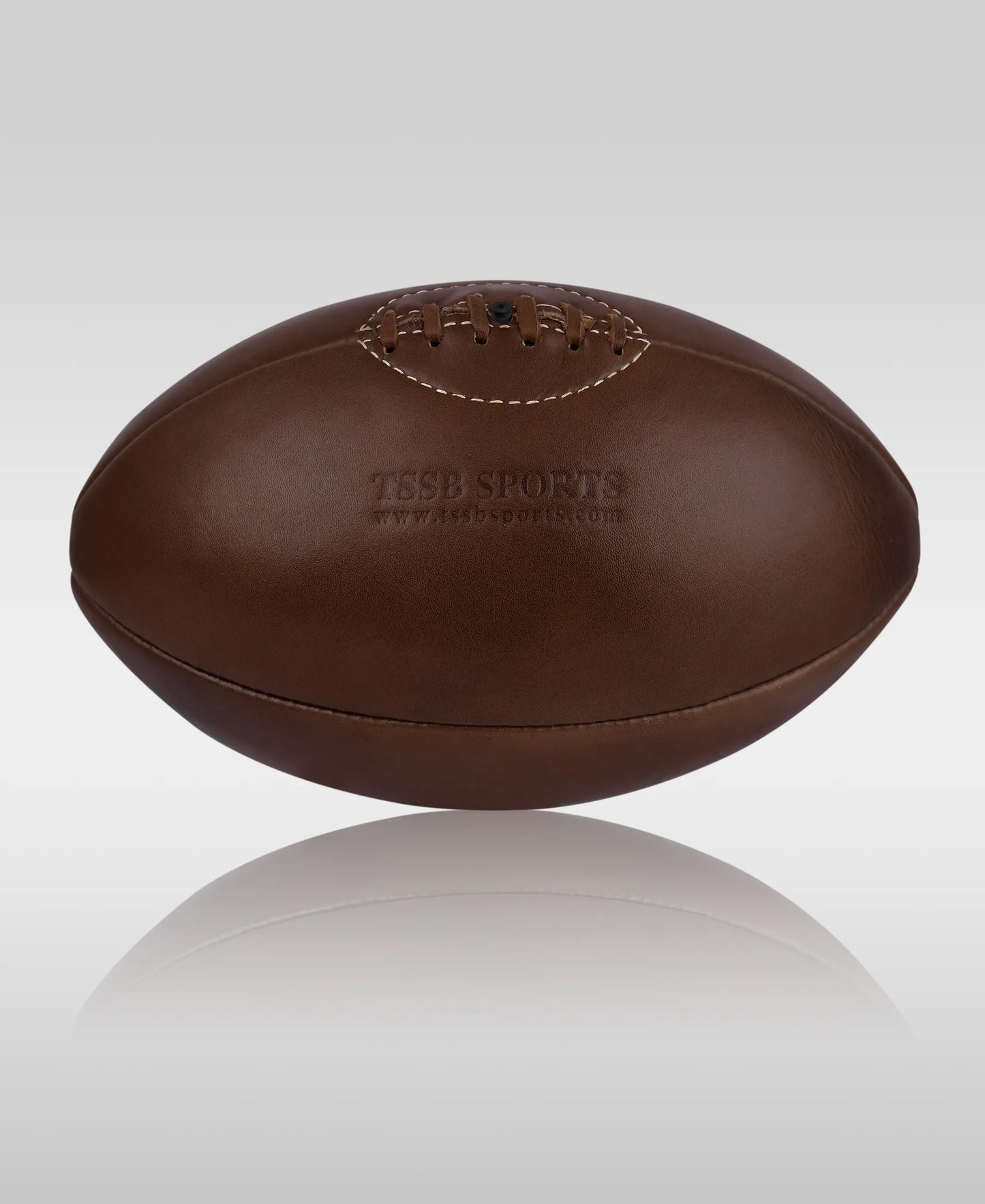 Premium Vintage Leather Rugby Ball – Natural Brown, Classic 4-Panel Build