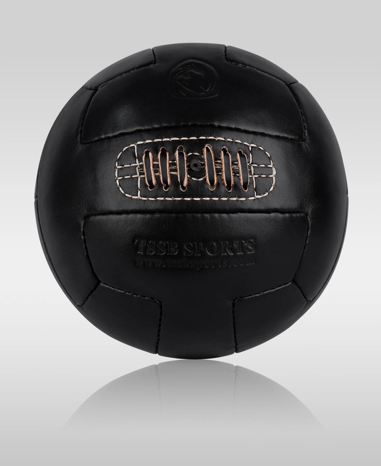 High-Quality Vintage Black T-Panel Soccer Ball – Leather, Dark Black