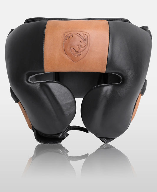 Elite Performance Boxing Headgear – Black & Almond Brown