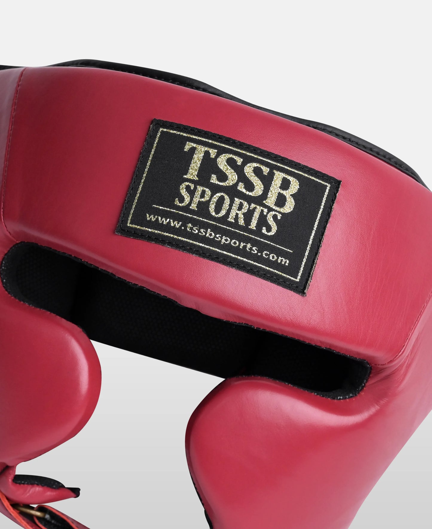 Red Leather Kickboxing Headgear – Durable Sparring Protection