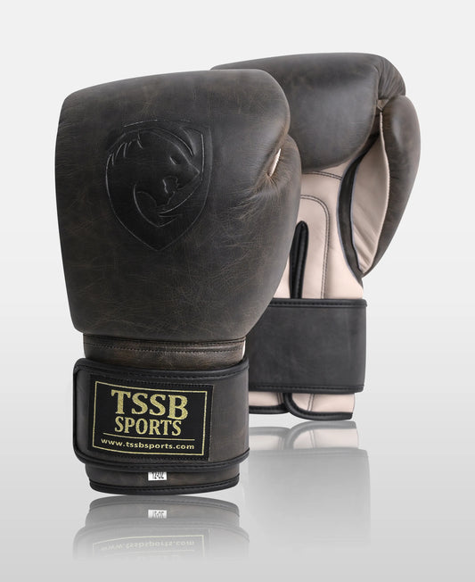 The Cracker Black – Premium Textured Leather Boxing Gloves Hook & Loop