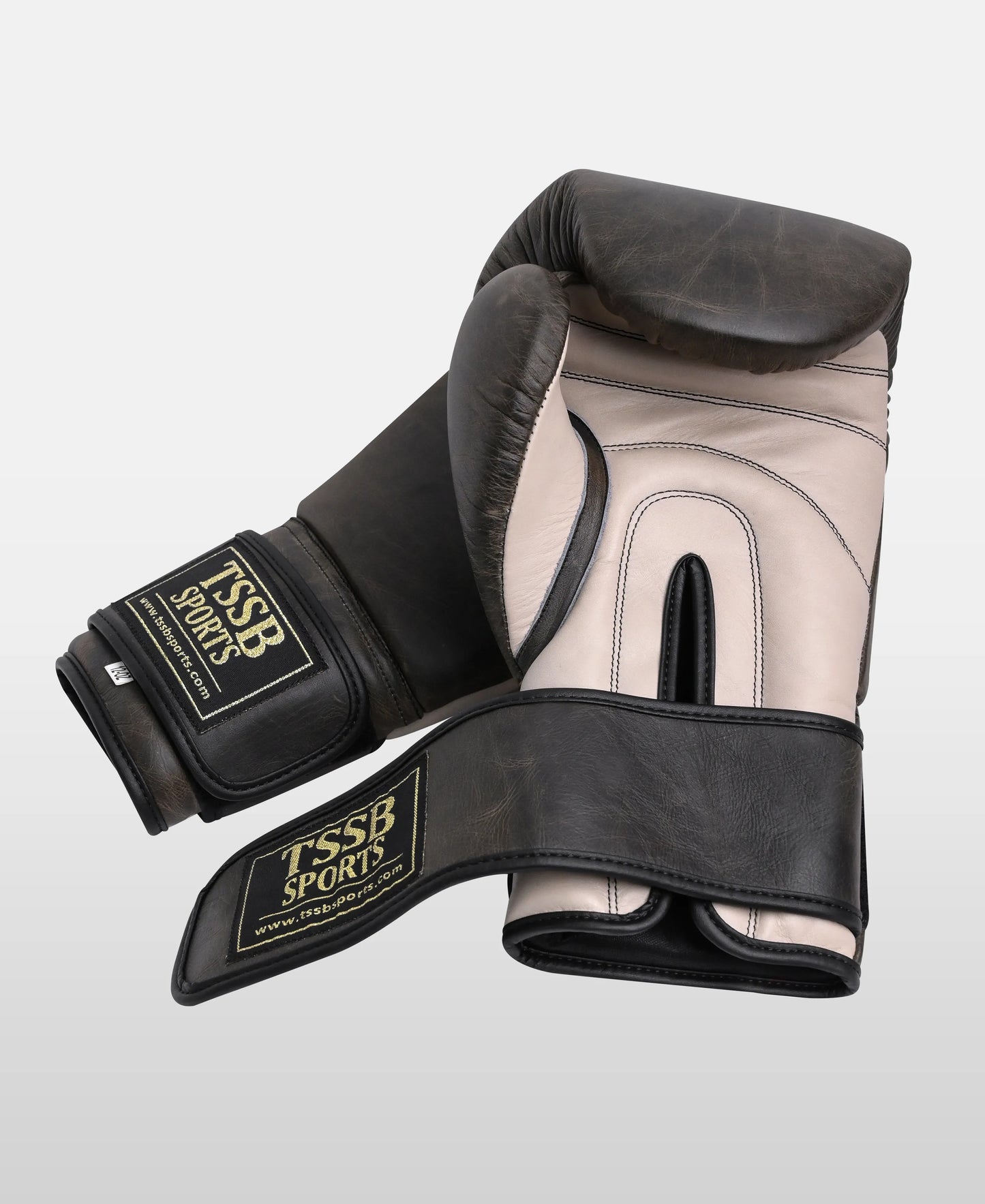 The Cracker Black – Premium Textured Leather Boxing Gloves Hook & Loop