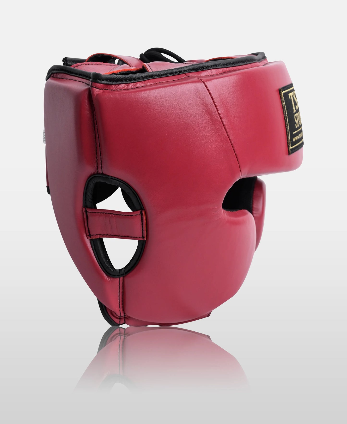 Red Leather Kickboxing Headgear – Durable Sparring Protection