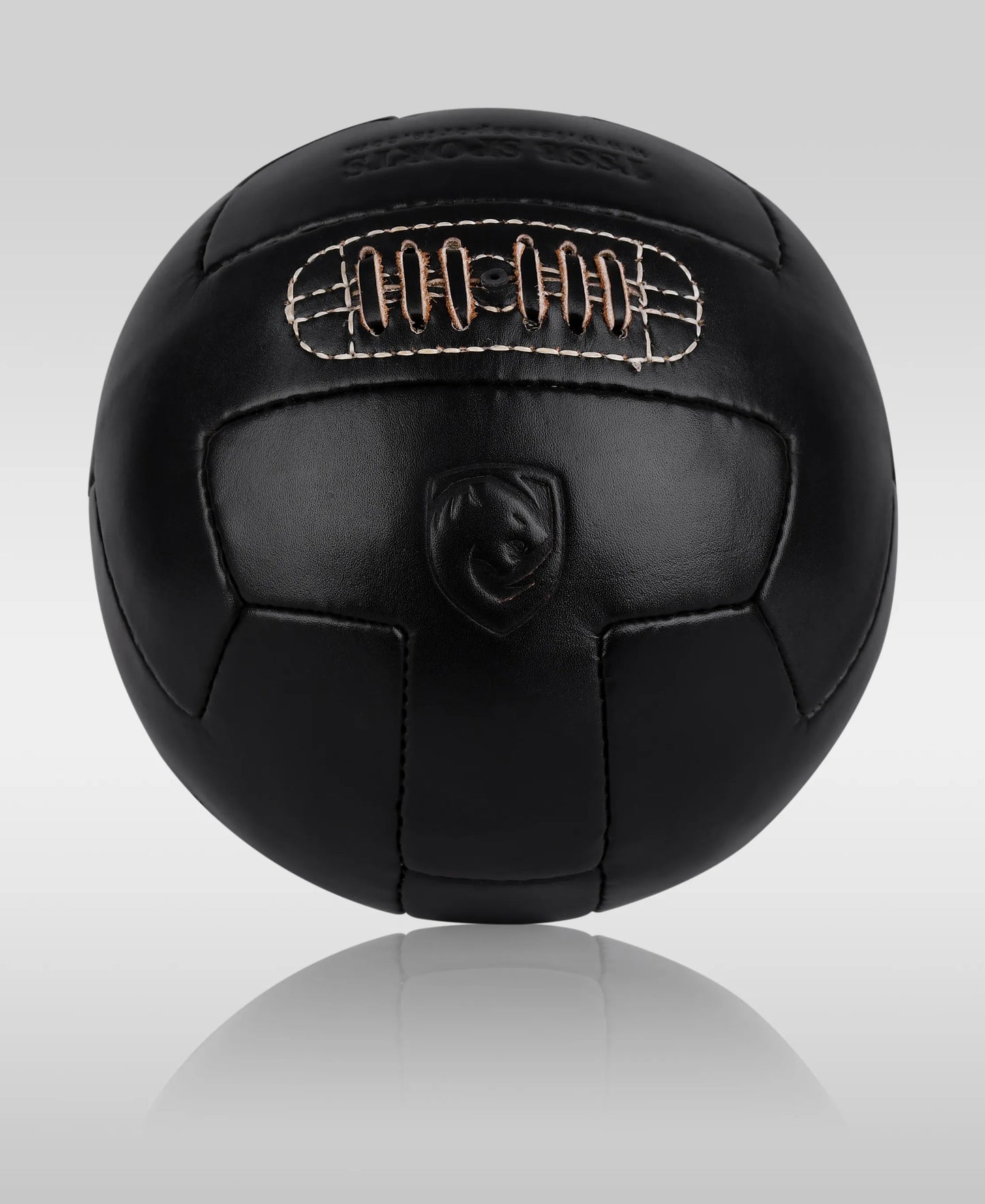 High-Quality Vintage Black T-Panel Soccer Ball – Leather, Dark Black