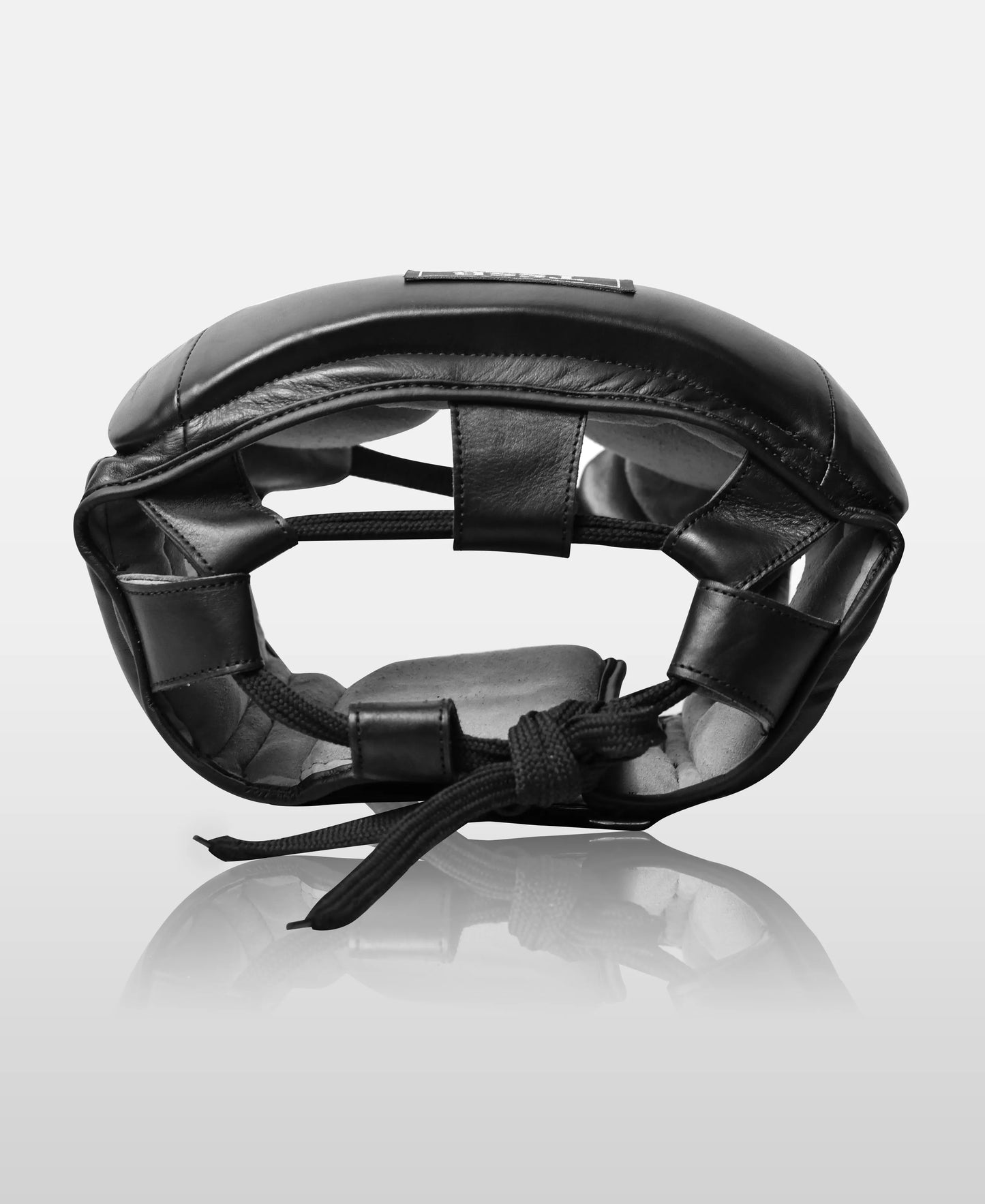 Elite Black Leather Kickboxing Headgear – Durable Protection